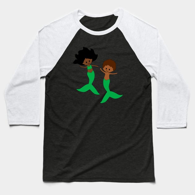 Brother and Sister Mermaids Baseball T-Shirt by Nutmegfairy